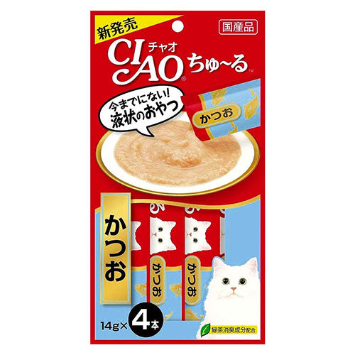 INABA - CIAO 貓零食 日本肉泥餐包 飛魚肉醬(紅) 14g x 4本入 (4901133716584) #Churu貓小食 #SC-72