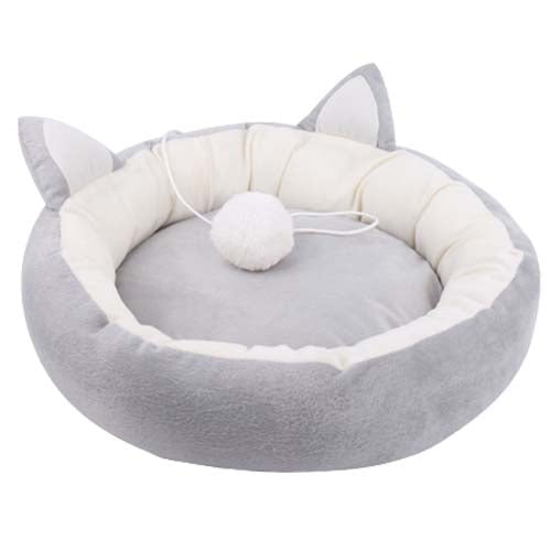 四季可用圓形寵物睡窩(M Size 40CM*40CM*12CM)(單層灰白色)[小型寵物] (SKU_12932) #寵物床