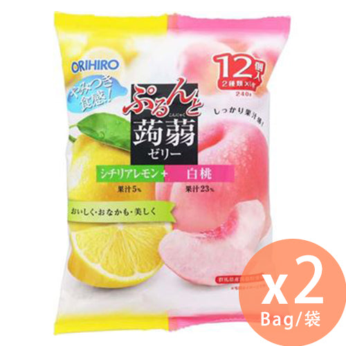 ORIHIRO - 水蜜桃+檸檬味蒟蒻啫喱 240g (20g×12個) x 2袋 (4571157252216_2)