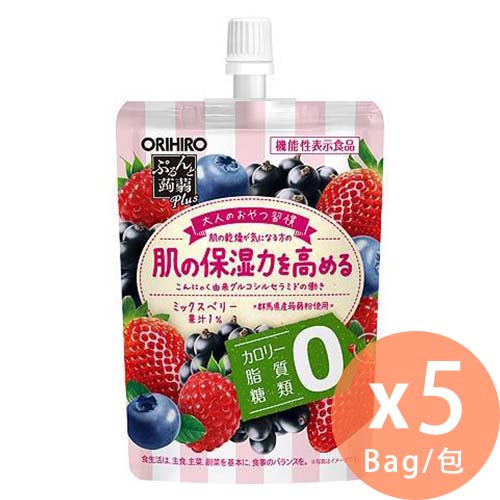 Orihiro - 0 Kcal 補水配方吸吸果凍 130g x 5包(4571157258942_5)[低卡路里][蒟蒻]