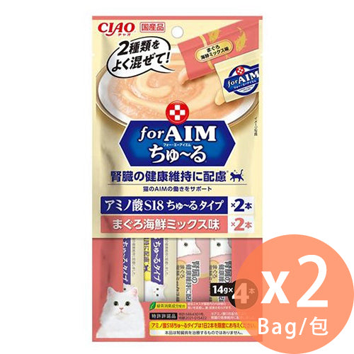 CIAO - 金槍魚海鮮味肉泥小食(維持腎臓健康) (14g*4條) x 2包(4901133694523_2)[日本直送] #寵物 #貓