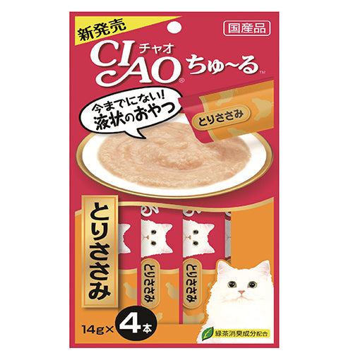 INABA - CIAO 貓零食 日本肉泥餐包 雞柳肉醬(紅) 14g x 4本入 (4901133716591) #Churu貓小食 #SC-73