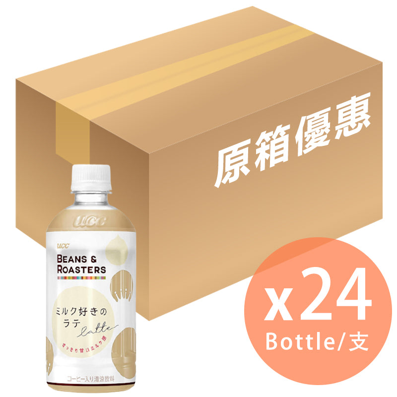 [原箱]UCC - BEANS ＆ ROASTERS - 樽裝 - 牛奶咖啡(Latte) - 450ml x 24 [日本直送](4901201138836_24)
