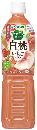 Kagome - 野菜生活100% - 白桃 草莓混合 果汁 - 720ml (樽裝) 720ml (4901306000045)[日本直送] #健康