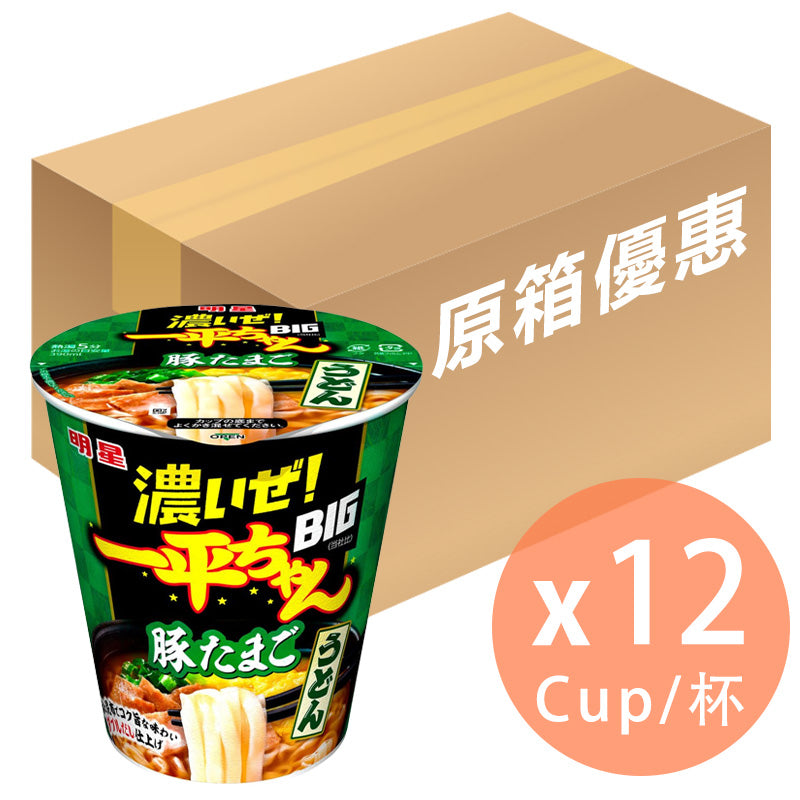 [原箱]明星食品 - 一平  豚骨雞蛋烏冬 (BIG) 90g x 12杯(4902881453042_12)[日本直送]