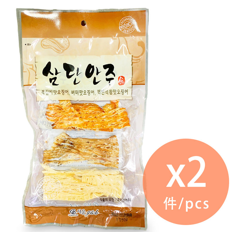 Seoul G&B - 三層魷魚片 - (麥飯石燒烤味，奶油味，燒烤味) 50g x 2