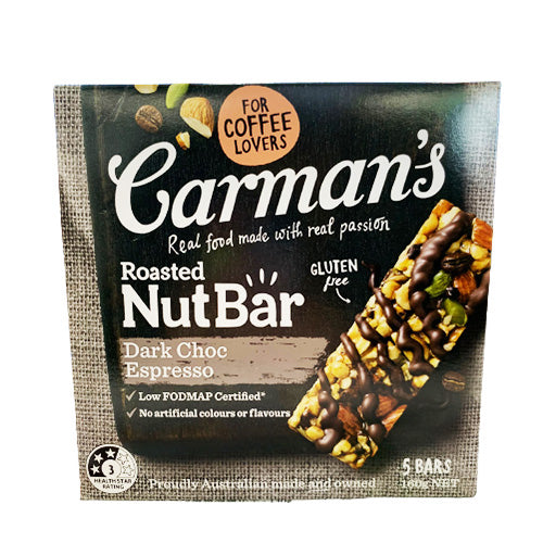 Carman's Kitchen - Nut Bar - Dark Choc - 濃縮咖啡味朱古力果仁能量棒 (低FODMAP(糖))(5條) - 160g (9319133333222)