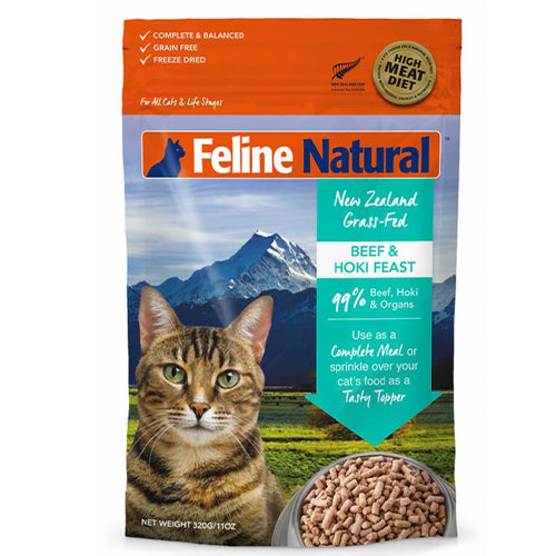 Feline Natural - K9脫水鮮肉貓糧 - 牛肉藍鱈魚配方 320g (9421904014985) #寵物 #貓糧